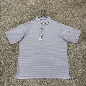 Onward Reserve Polo Shirt Mens Sz Medium White Striped Performance Golf Stretch